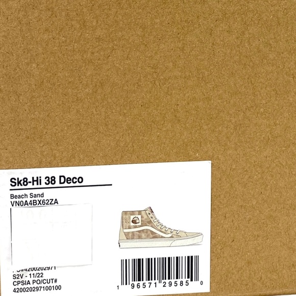 VANS Sk8-Hi 38 Decon Shoe Sand Canvas Men's Size Sneakers Skate VN0A4BX62ZA - Picture 8 of 9